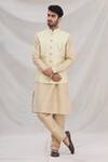 Buy_Arihant Rai Sinha_Green Banarasi Silk Bundi And Kurta Set_at_Aza_Fashions