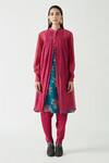 Buy_Payal Pratap_Pink Cotton Silk Chrissy Smocking Tunic_at_Aza_Fashions