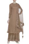 Buy_Mahima Batra_Brown Georgette Embellished Kurta Palazzo Set_at_Aza_Fashions