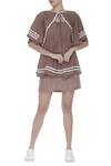 Buy_Chambray & Co._Beige Linen Embroidered Top_at_Aza_Fashions