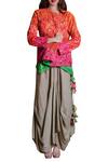 Buy_Priyanka Raajiv_Coral Front Open Jacket_at_Aza_Fashions