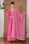 Buy_Adara Khan_Coral Chanderi Embroidered Kurta Skirt Set_at_Aza_Fashions