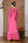 Shop_Adara Khan_Coral Chanderi Embroidered Kurta Skirt Set_at_Aza_Fashions
