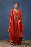 Buy_Kritika Murarka_Orange Silk Draped Pant_at_Aza_Fashions