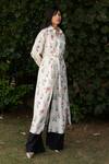 Buy_Ode To Odd_Multi Color Habutai Silk Floral Print Draped Shirt Dress_at_Aza_Fashions
