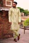 Buy_Nitesh Singh Chauhan_Green Embroidered Cotton Silk Kurta Set_at_Aza_Fashions