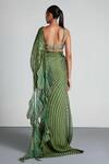 Shop_Amit Aggarwal_Green Georgette Metallic Pre-draped Saree With Blouse_at_Aza_Fashions