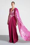Buy_Amit Aggarwal_Pink Chiffon Metallic Saree Gown_at_Aza_Fashions