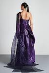 Shop_Amit Aggarwal_Purple Mesh Metallic One Shoulder Saree Gown_at_Aza_Fashions