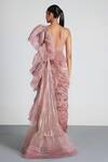 Shop_Amit Aggarwal_Pink Chiffon Embellished Draped Saree Gown_at_Aza_Fashions