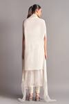 Shop_Amit Aggarwal_White Crepe Asymmetric Cape And Draped Pant Set_at_Aza_Fashions