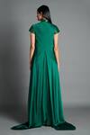 Shop_Amit Aggarwal_Green Crinkled Chiffon Metallic Draped Dress_at_Aza_Fashions
