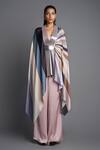 Buy_Amit Aggarwal_Multi Color Chiffon Metallic Draped Cape_at_Aza_Fashions