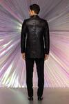 Shop_Amit Aggarwal_Black Chanderi Metallic Embroidered Jacket And Pant Set_at_Aza_Fashions