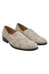 Buy_Veruschka by Payal Kothari_Beige Suede Embroidered Loafers_at_Aza_Fashions