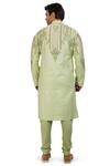 Shop_Nitesh Singh Chauhan_Green Embroidered Cotton Silk Kurta Set_at_Aza_Fashions