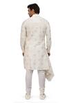 Shop_Nitesh Singh Chauhan_White Cotton Silk Draped Asymmetric Kurta Set_at_Aza_Fashions