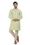 Buy_Nitesh Singh Chauhan_Green Cotton Silk Block Print Kurta Set_at_Aza_Fashions