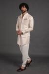 Shop_Arjan Dugal_Peach Chanderi Silk Waistcoat_at_Aza_Fashions