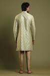 Shop_Kora By Nilesh Mitesh_Green Silk Blend Embroidered Bundi And Kurta Set_at_Aza_Fashions