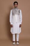 Buy_House of Armuse_Grey Raw Silk Bandhgala And Linen Kurta Set_at_Aza_Fashions