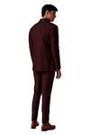 Shop_Amaare_Maroon Wool Blend Pintuck Tuxedo And Pant Set_at_Aza_Fashions