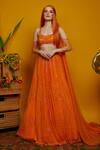 Buy_Asra_Orange Net Embellished Lehenga Set_at_Aza_Fashions