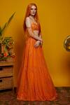 Shop_Asra_Orange Net Embellished Lehenga Set_at_Aza_Fashions