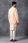 Shop_Ankit V Kapoor_Peach Pure Georgette Lucknowi Embroidered Nehru Jacket_at_Aza_Fashions