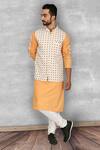 Buy_Ankit V Kapoor_White Cotton Printed Bundi And Kurta Set_at_Aza_Fashions