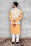 Shop_Ankit V Kapoor_White Cotton Printed Bundi And Kurta Set_at_Aza_Fashions