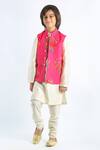 Buy_Rohit Bal_Fuchsia Linen Floral Print Bundi For Boys_at_Aza_Fashions