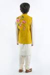 Shop_Rohit Bal_Yellow Linen Embroidered Bundi And Kurta Set For Boys_at_Aza_Fashions