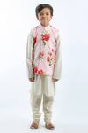 Buy_Rohit Bal_Pink Linen Floral Print Bundi For Boys_at_Aza_Fashions