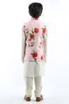 Shop_Rohit Bal_Pink Linen Floral Print Bundi For Boys_at_Aza_Fashions