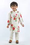 Buy_Rohit Bal_Ivory Linen Floral Print Kurta Set For Boys_at_Aza_Fashions