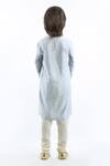 Shop_Rohit Bal_Blue Linen Floral Embroidered Kurta Set For Boys_at_Aza_Fashions