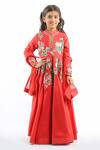 Buy_Rohit Bal_Red Chanderi Anarkali With Dupatta For Girls_at_Aza_Fashions