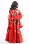 Shop_Rohit Bal_Red Chanderi Anarkali With Dupatta For Girls_at_Aza_Fashions