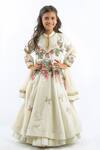 Buy_Rohit Bal_Ivory Chanderi Anarkali With Dupatta For Girls_at_Aza_Fashions