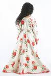 Shop_Rohit Bal_Ivory Chanderi Floral Print Dress For Girls_at_Aza_Fashions