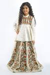 Buy_Rohit Bal_Ivory Floral Embroidered Lehenga Set For Girls_at_Aza_Fashions