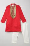 Buy_Byb Premium_Red Mandarin Collar Kurta Set For Boys_at_Aza_Fashions