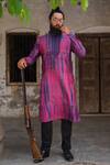 Buy_Nitesh Singh Chauhan_Purple Art Silk Tie And Dye Kurta Set_at_Aza_Fashions