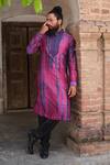 Shop_Nitesh Singh Chauhan_Purple Art Silk Tie And Dye Kurta Set_at_Aza_Fashions