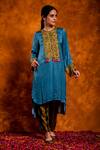 Buy_Chandbari_Blue Modal Satin Geometric Print Kurta And Pant Set_at_Aza_Fashions