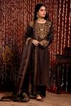 Buy_Chandbari_Brown Floral Embroidered Kurta Set_at_Aza_Fashions