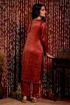Shop_Chandbari_Maroon Stripe Woven Kurta Set_at_Aza_Fashions