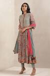 Buy_Ritu Kumar_Grey Viscose Cotton Georgette Floral Print Anarkali Set_at_Aza_Fashions