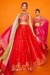 Buy_Loka by Veerali Raveshia_Orange Chanderi Silk Gauri Lehenga Set_at_Aza_Fashions